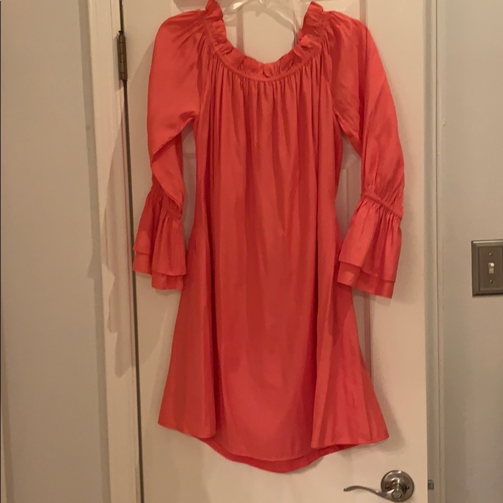 Gorgeous coral off the shoulder dress